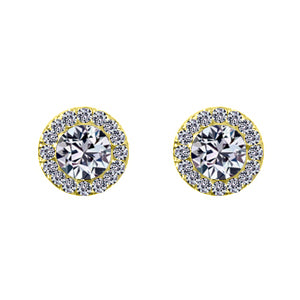 Clou d'oreille femme or jaune 9 carats zirkonia halo