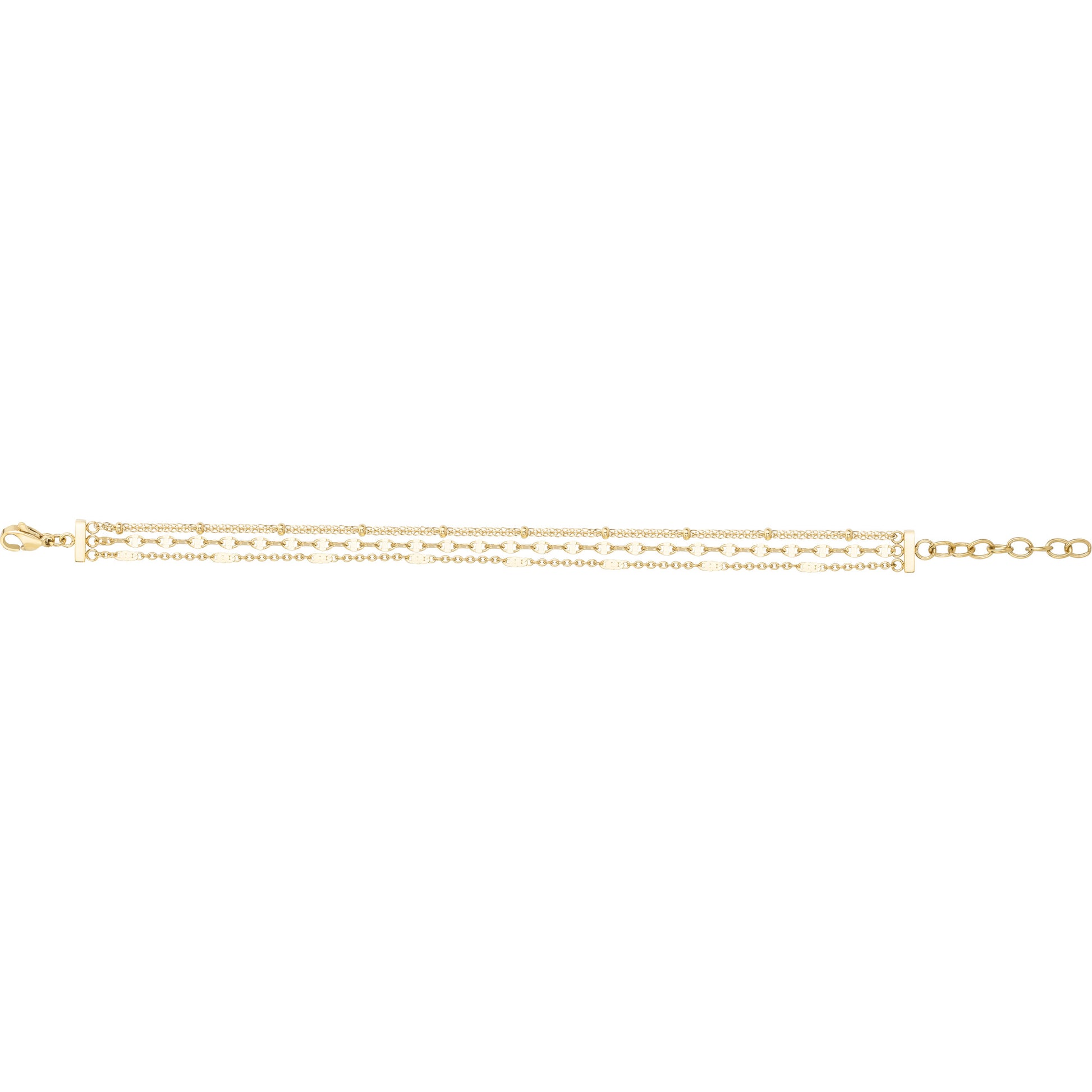 Bracelet femme acier doré triple chaîne 18+3 cm