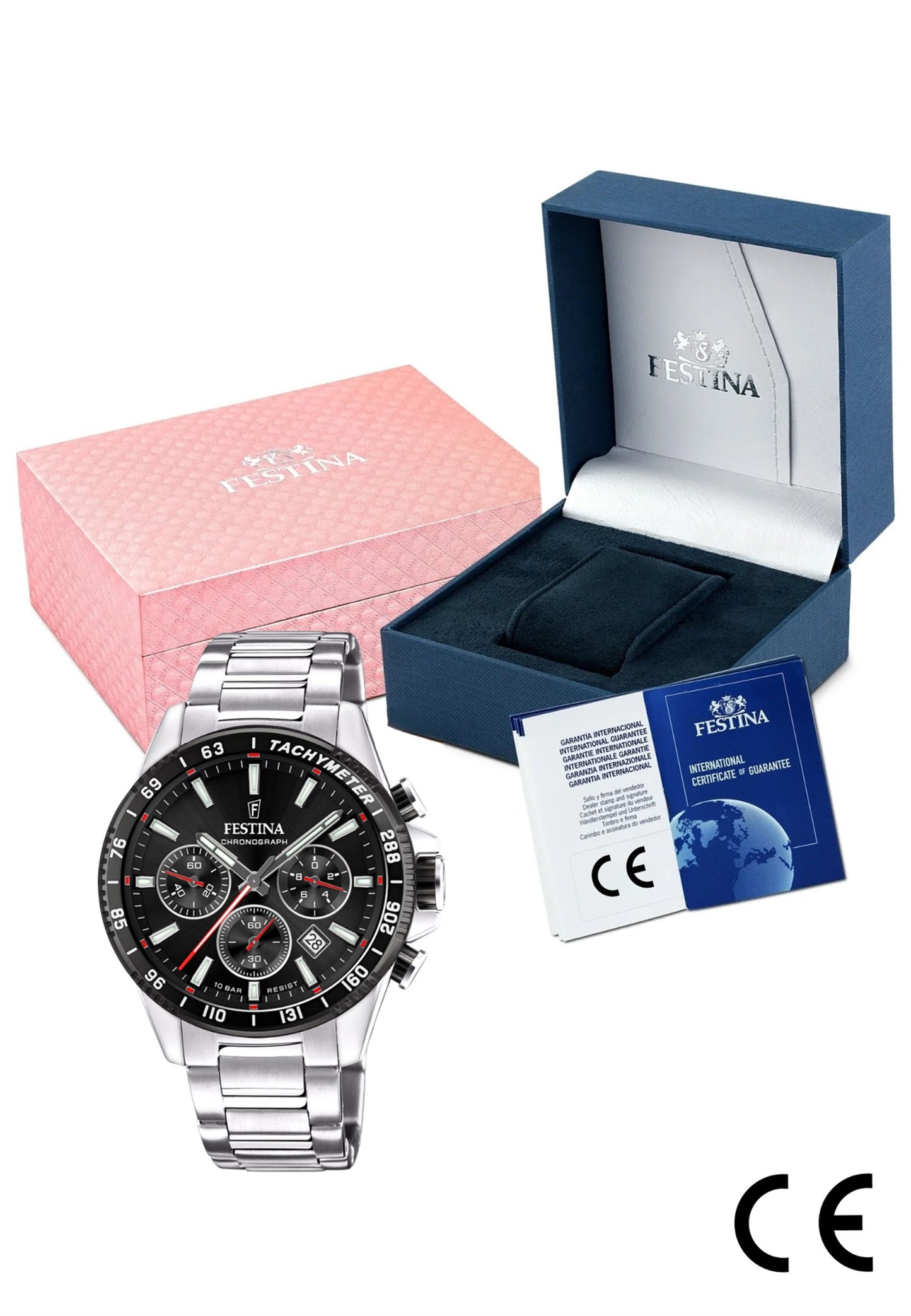 MONTRE NOIR, BRACELET ACIER INOXYDABLE, HOMME