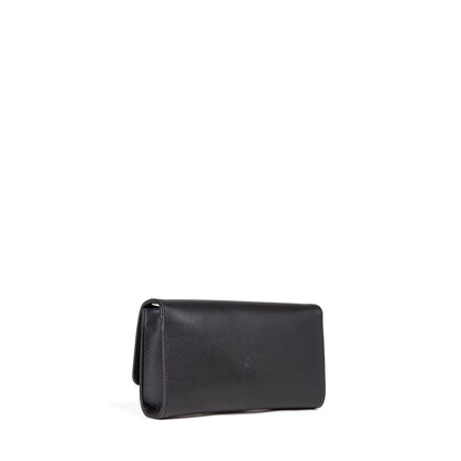 Pochette femme noir caviar chaîne argentée avec pompon