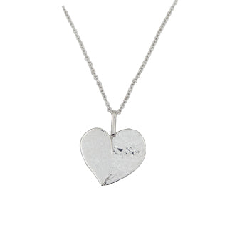 Collier femme argent 925 rhodié pendentif cœur martelé