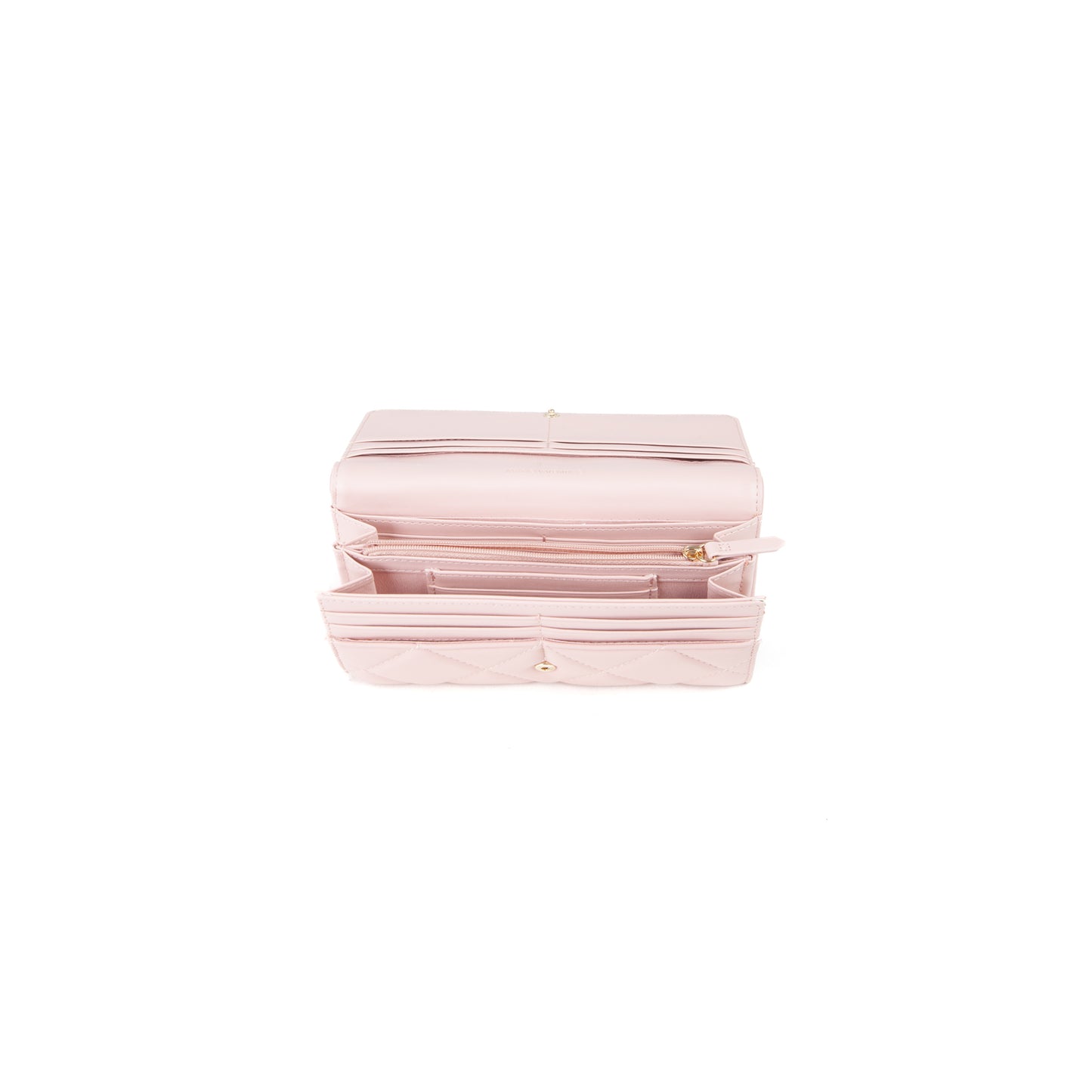 Portefeuille femme rose matelassé fermeture rabat