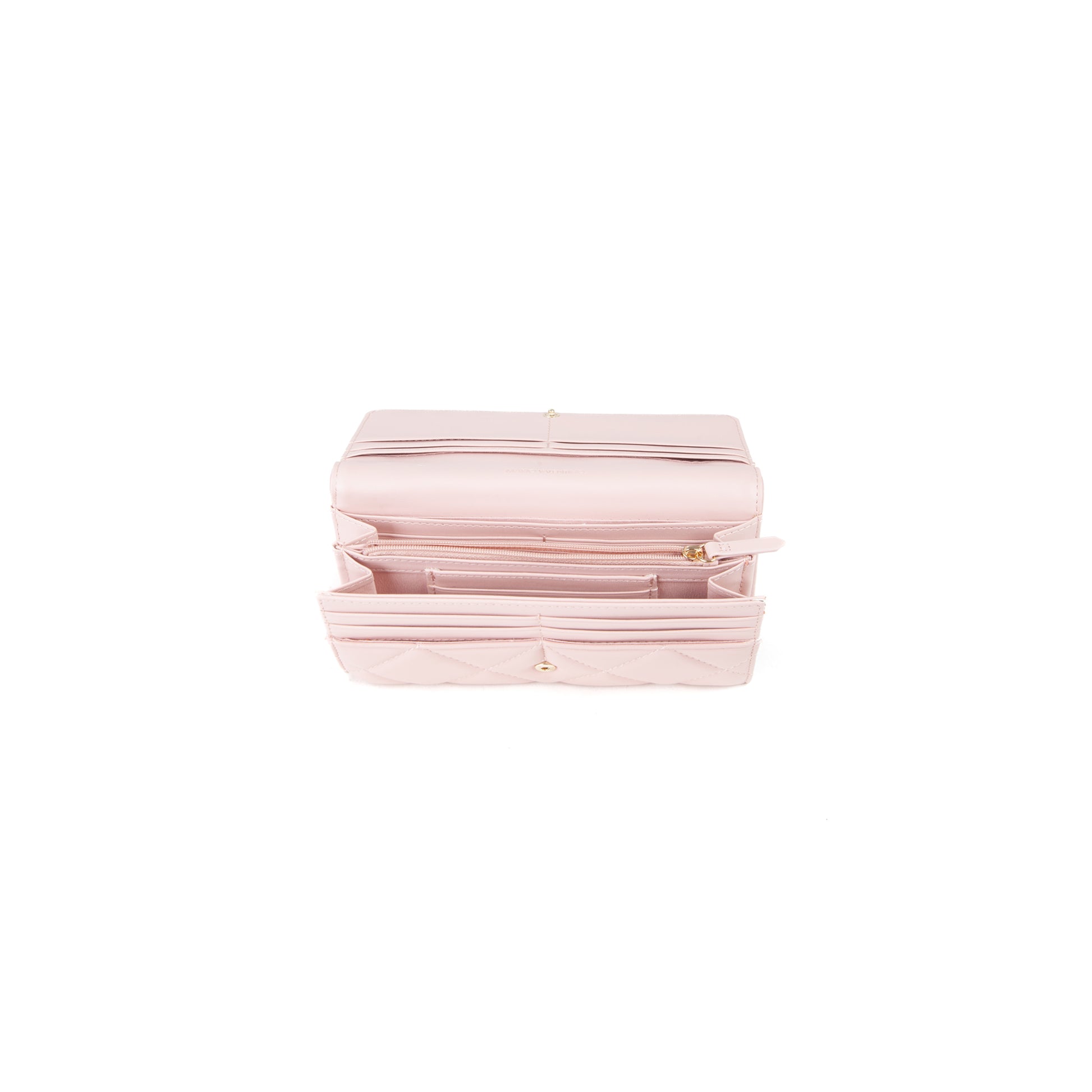 Portefeuille femme rose matelassé fermeture rabat