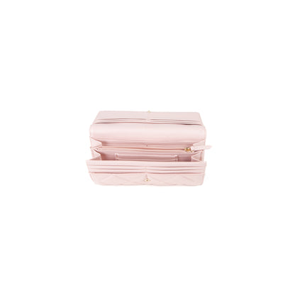 Portefeuille femme rose matelassé fermeture rabat