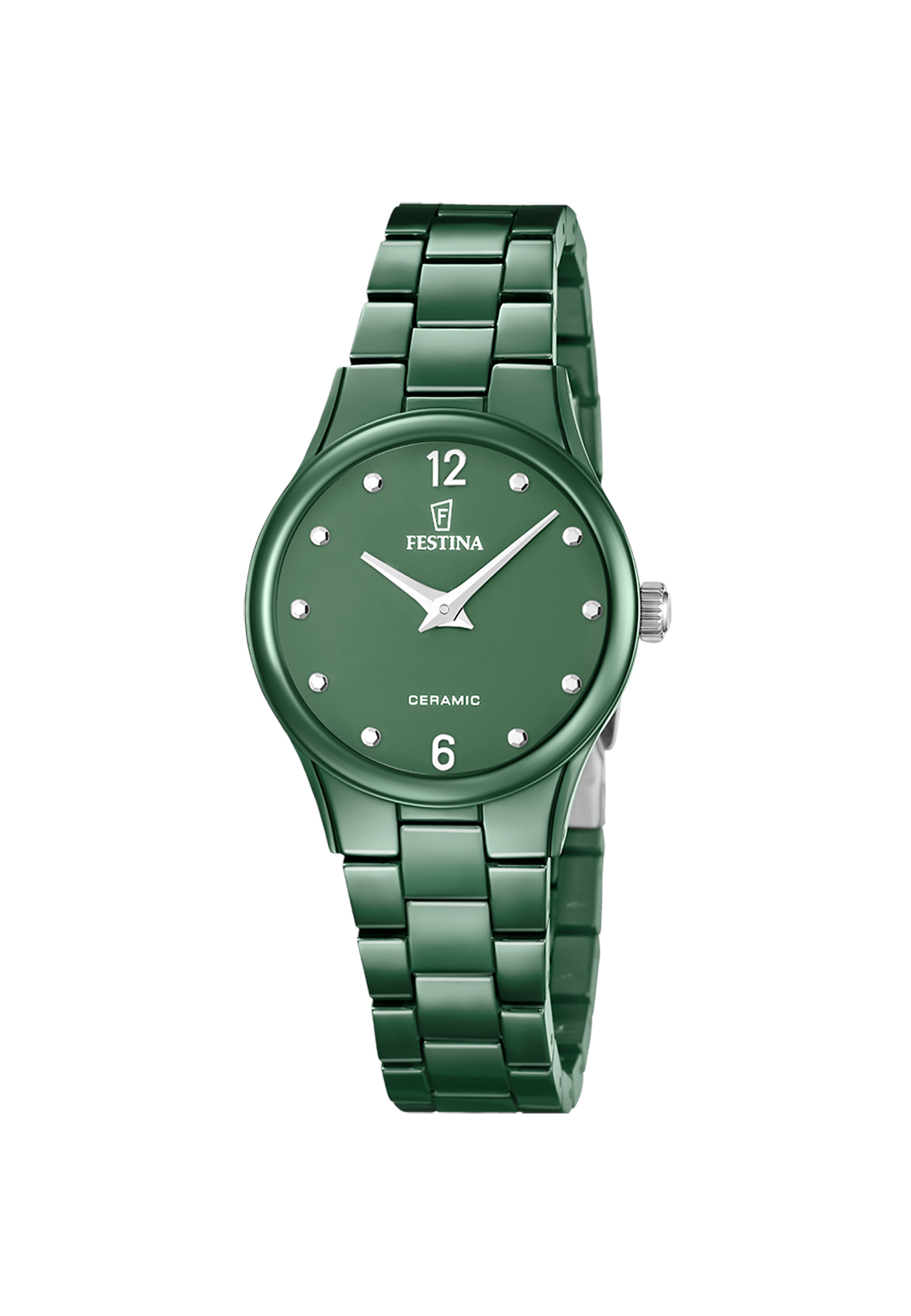 MONTRE FEMME CERAMIQUE, VERT FONCE