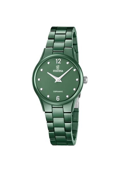 MONTRE FEMME CERAMIQUE, VERT FONCE