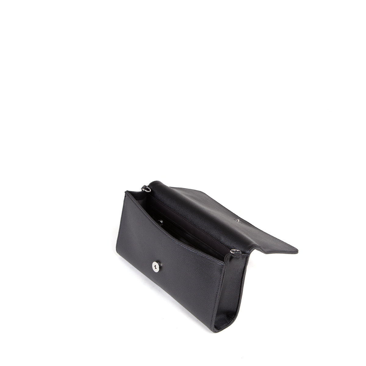 Pochette femme noir caviar chaîne argentée avec pompon