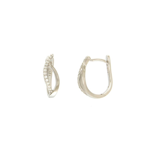Créoles femme argent rhodié zirconia torsadées
