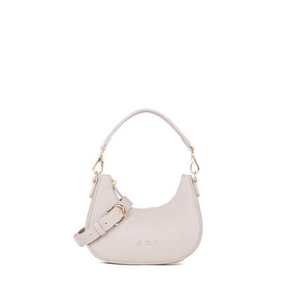 Sac bandoulière femme demi-lune beige doré élégant