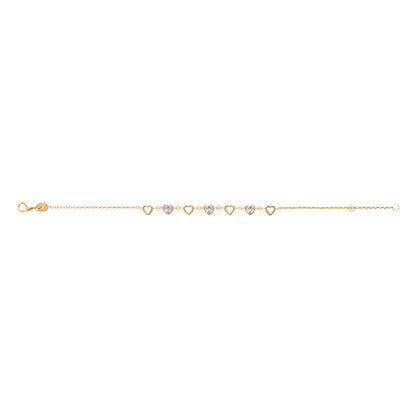 Bracelet femme plaqué or motif cœur zirconia 16+2cm