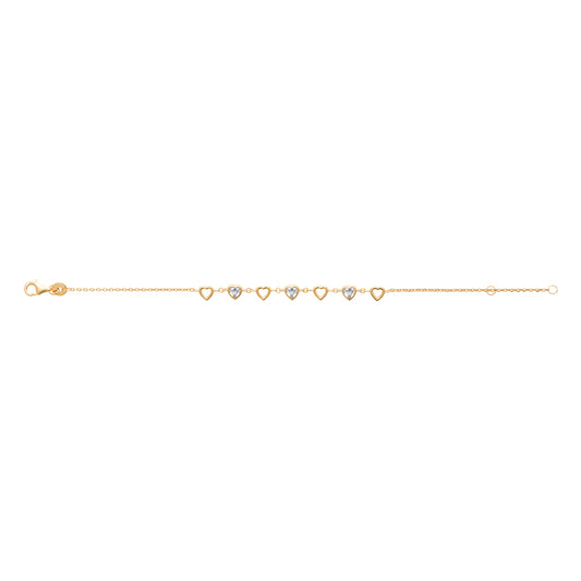 Bracelet femme plaqué or motif cœur zirconia 16+2cm