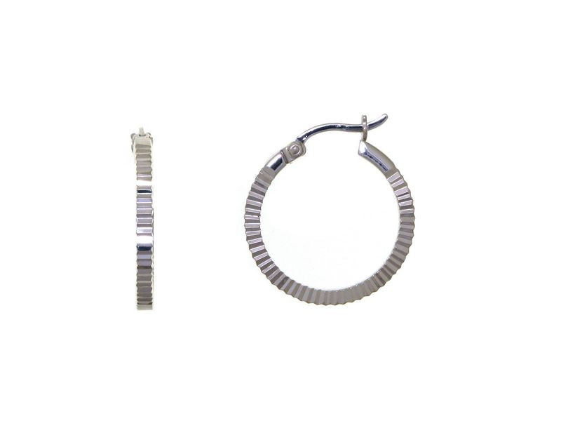 Créoles femme argent 925 rhodié striées 20 mm charnière