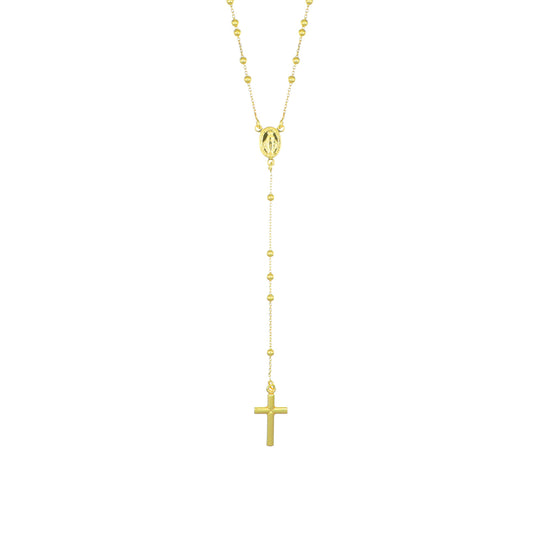 Collier chapelet femme argent doré croix et médaille