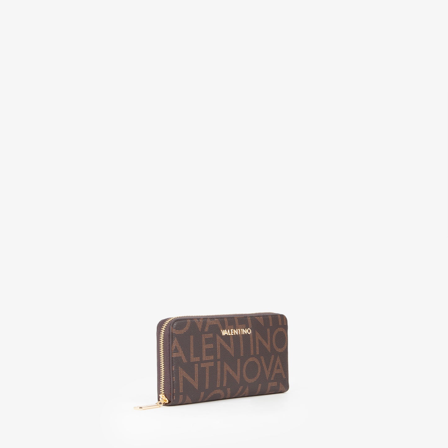 Portefeuille femme zippé monogramme brun camel