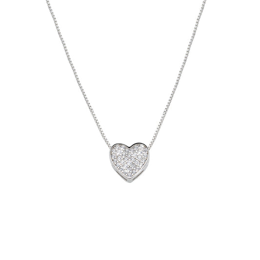 Collier femme argent 925 rhodié pendentif cœur zircon blanc