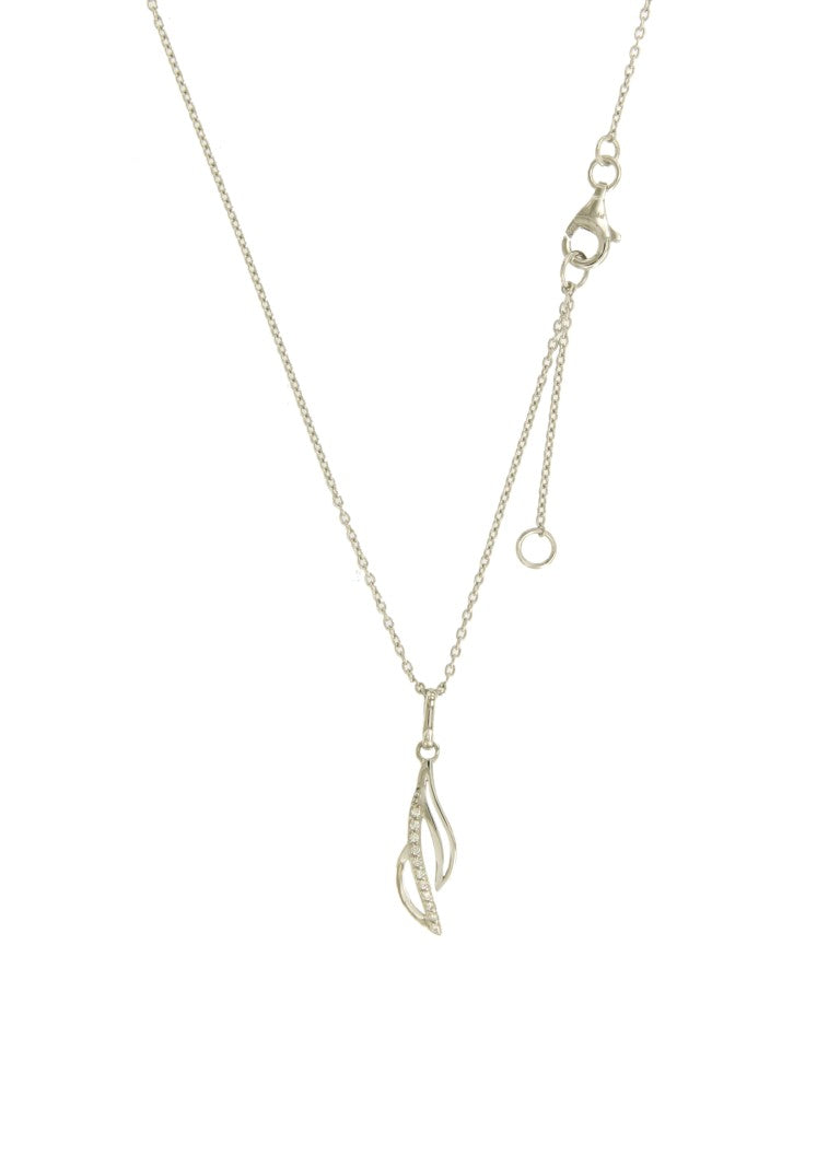 Collier femme argent rhodié pendentif flamme zirconia