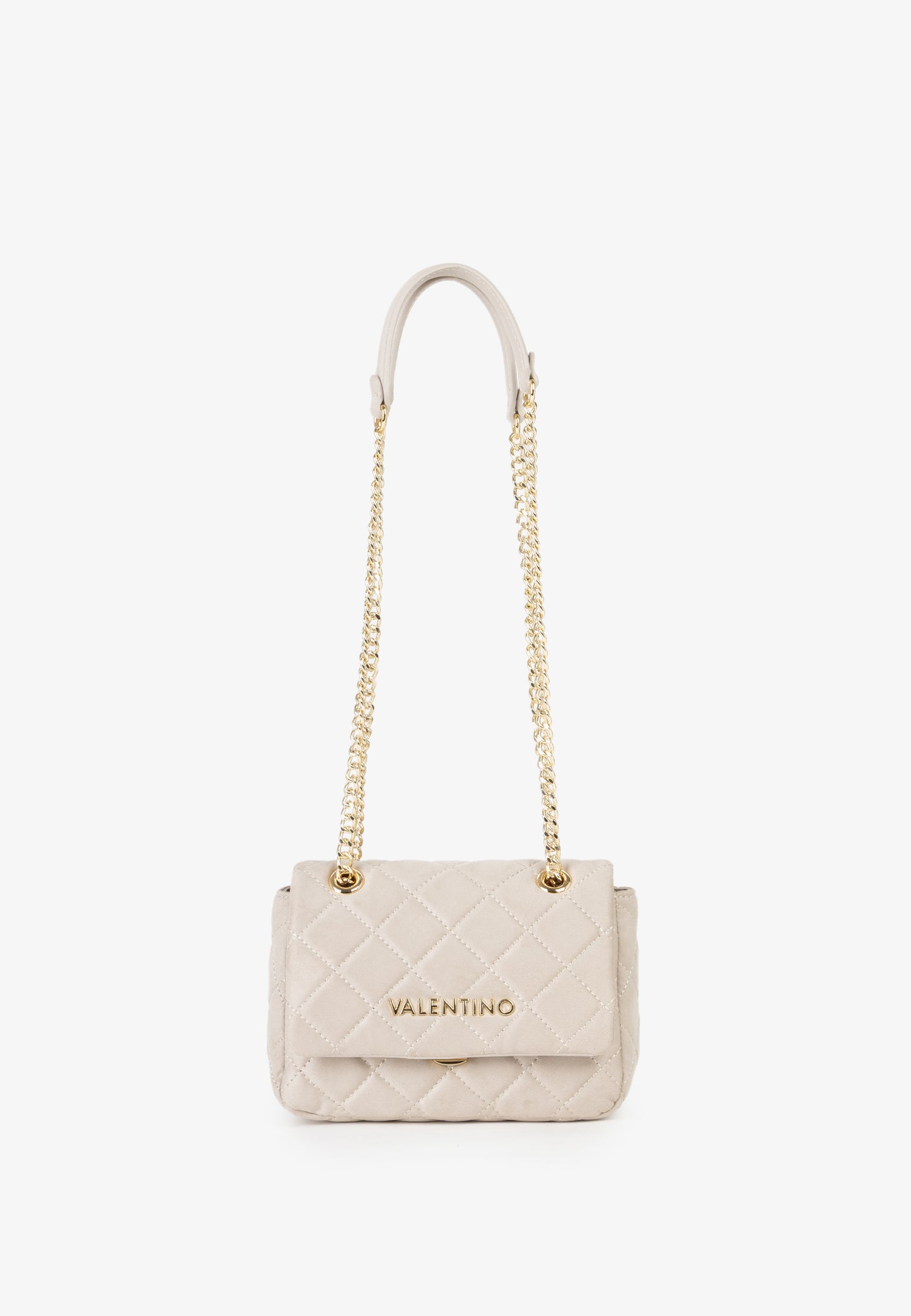 Sac bandoulière femme matelassé écru chaîne dorée