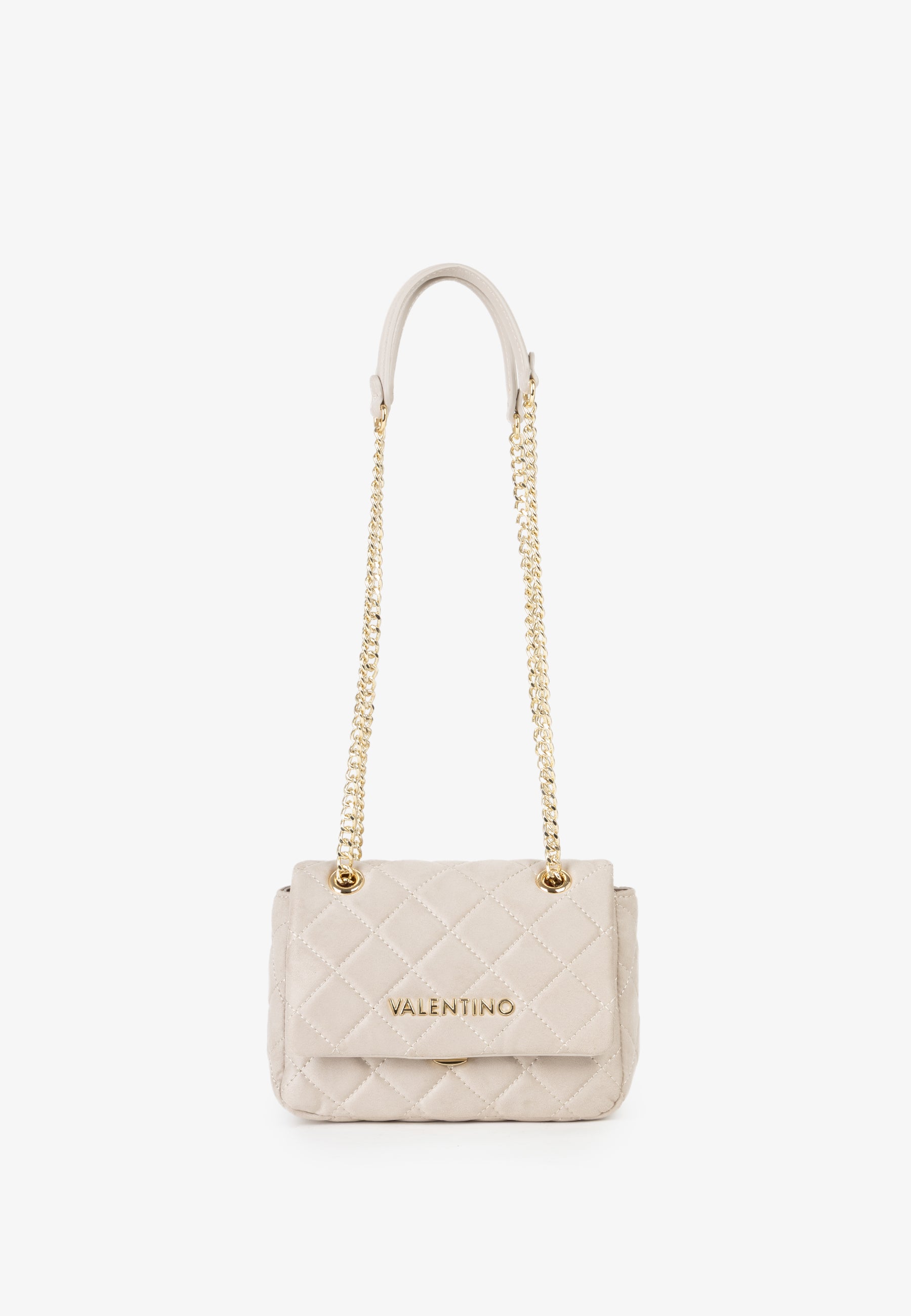 Sac bandoulière femme matelassé écru chaîne dorée