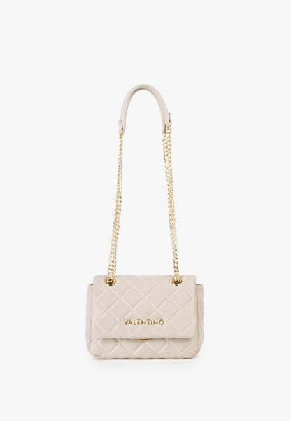 Sac bandoulière femme matelassé écru chaîne dorée