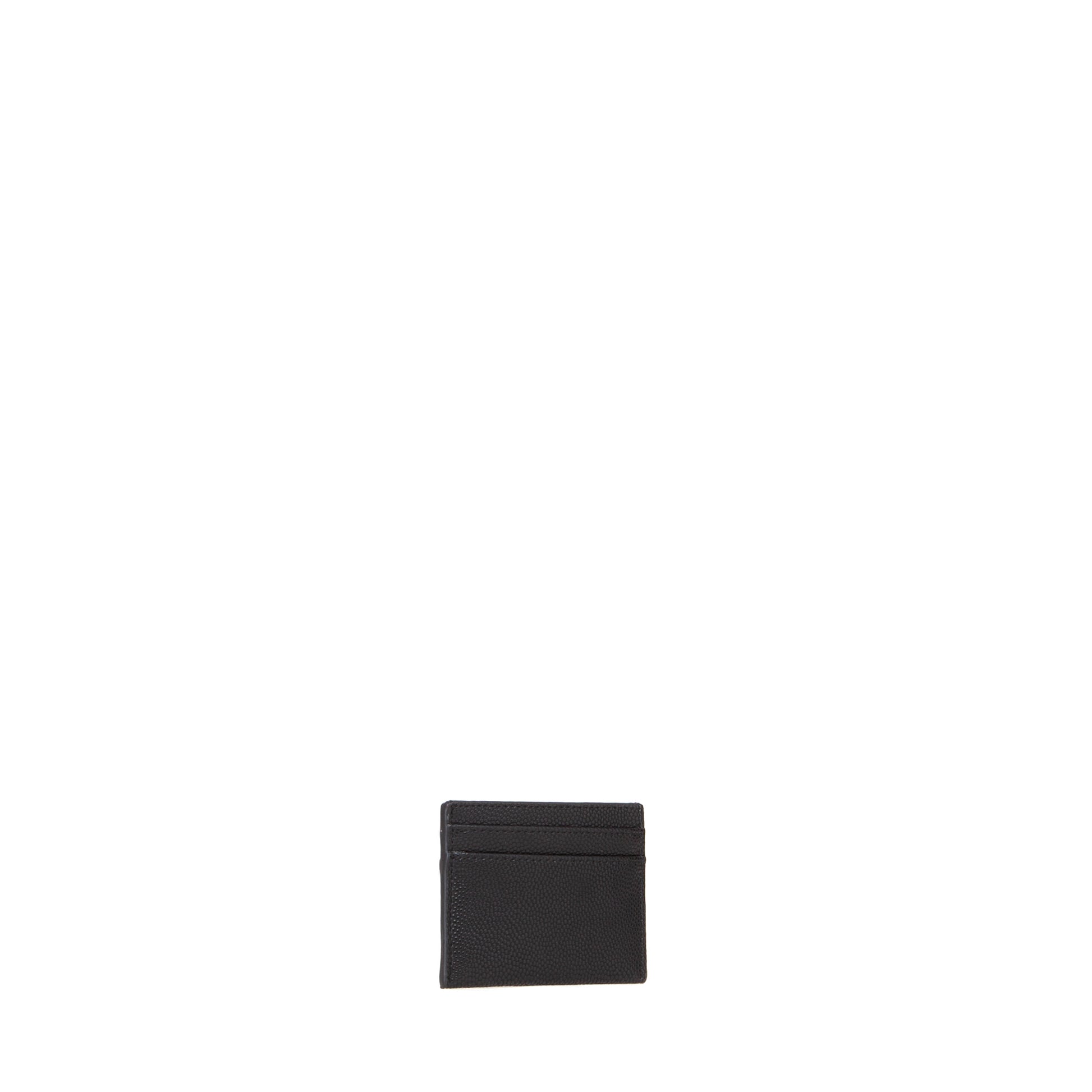Porte-carte femme cuir grainé noir logo doré élégant