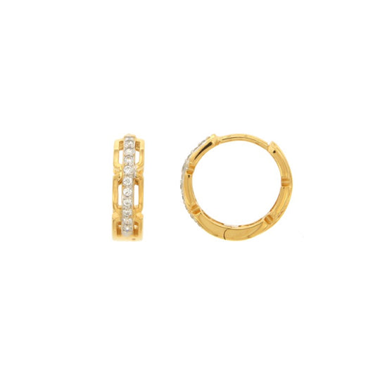 Créoles femme argent doré zirconia pavé 15 mm
