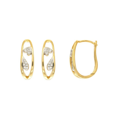 Créoles femme argent doré zirconia motif cœur charnière