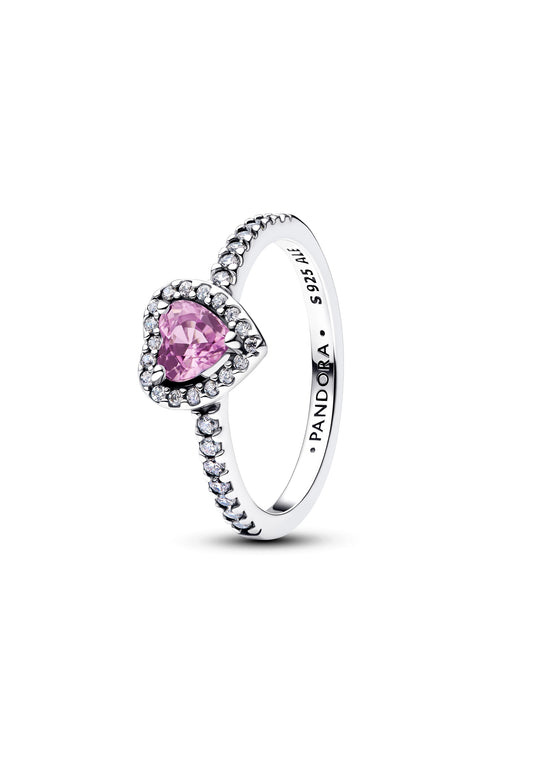 Bague cœur violet clair surélevée