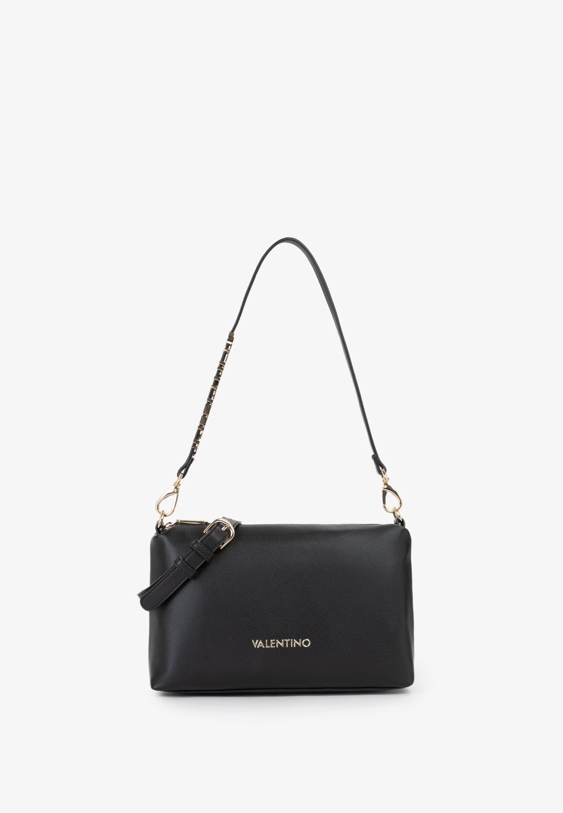 Sac bandoulière femme noir simili cuir détail doré