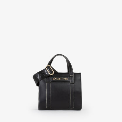 Sac à main femme noir texturé logo doré bandoulière