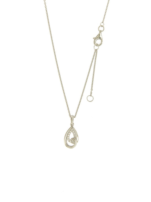 Collier femme argent rhodié pendentif goutte zirconia