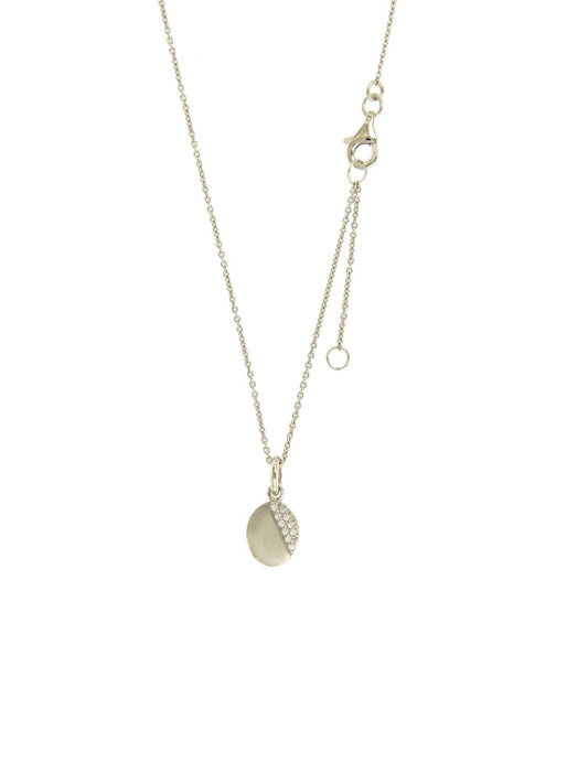 Collier femme argent rhodié pendentif ovale zirconia