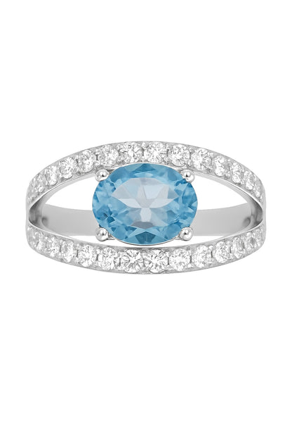 BAGUE ARGENT - ZIRCONIA  - TOPAZE SYNTHETIQUE