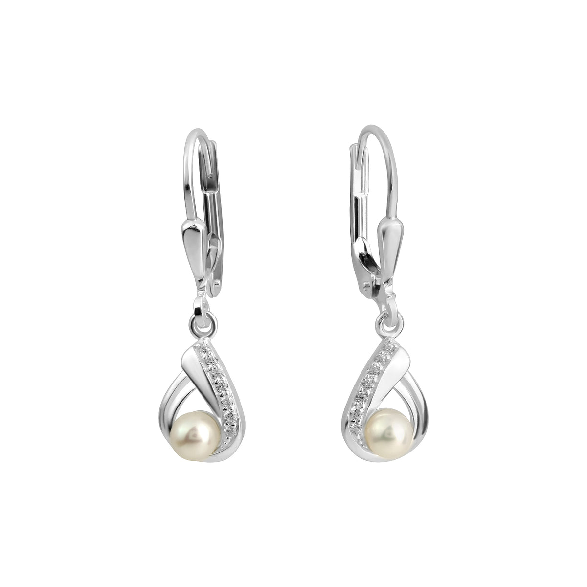 Boucles d'oreilles femme argent rhodié perle d'eau douce pendante
