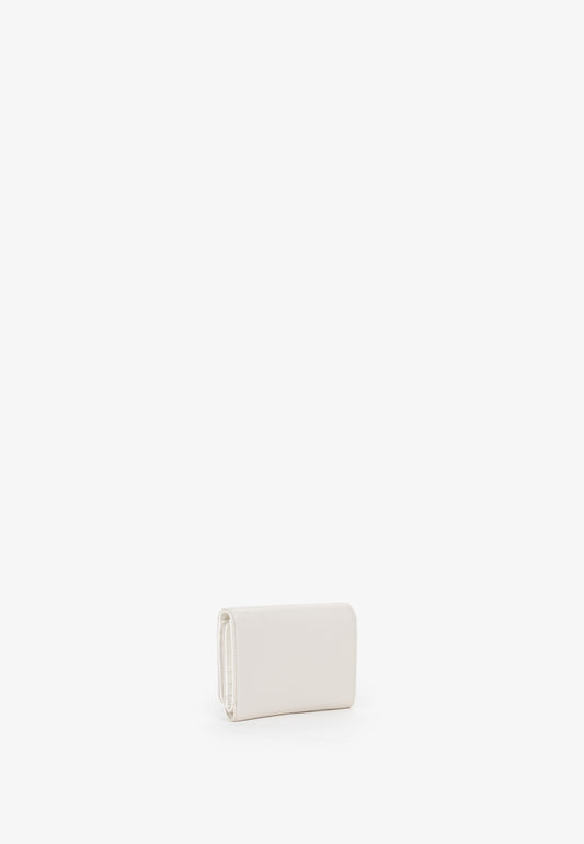 Portefeuille femme écru similicuir compact trifold
