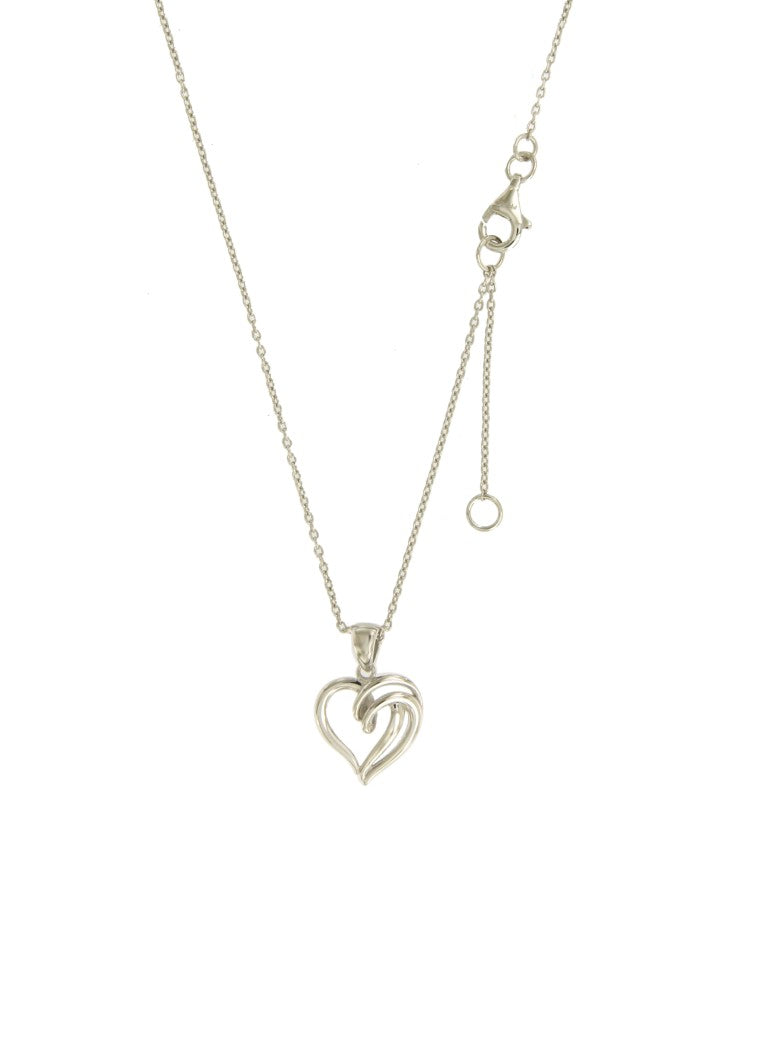 Collier femme argent rhodié pendentif cœur ouvert 42cm