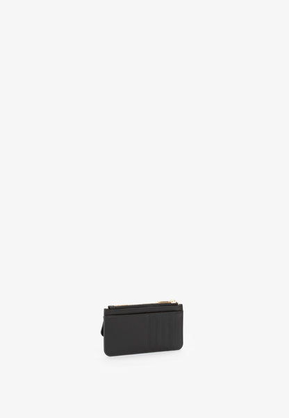 Porte-monnaie femme cuir grainé noir zippé doré