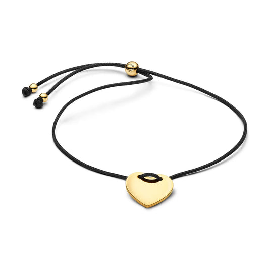 Bracelet en cordon noir en forme de cœur