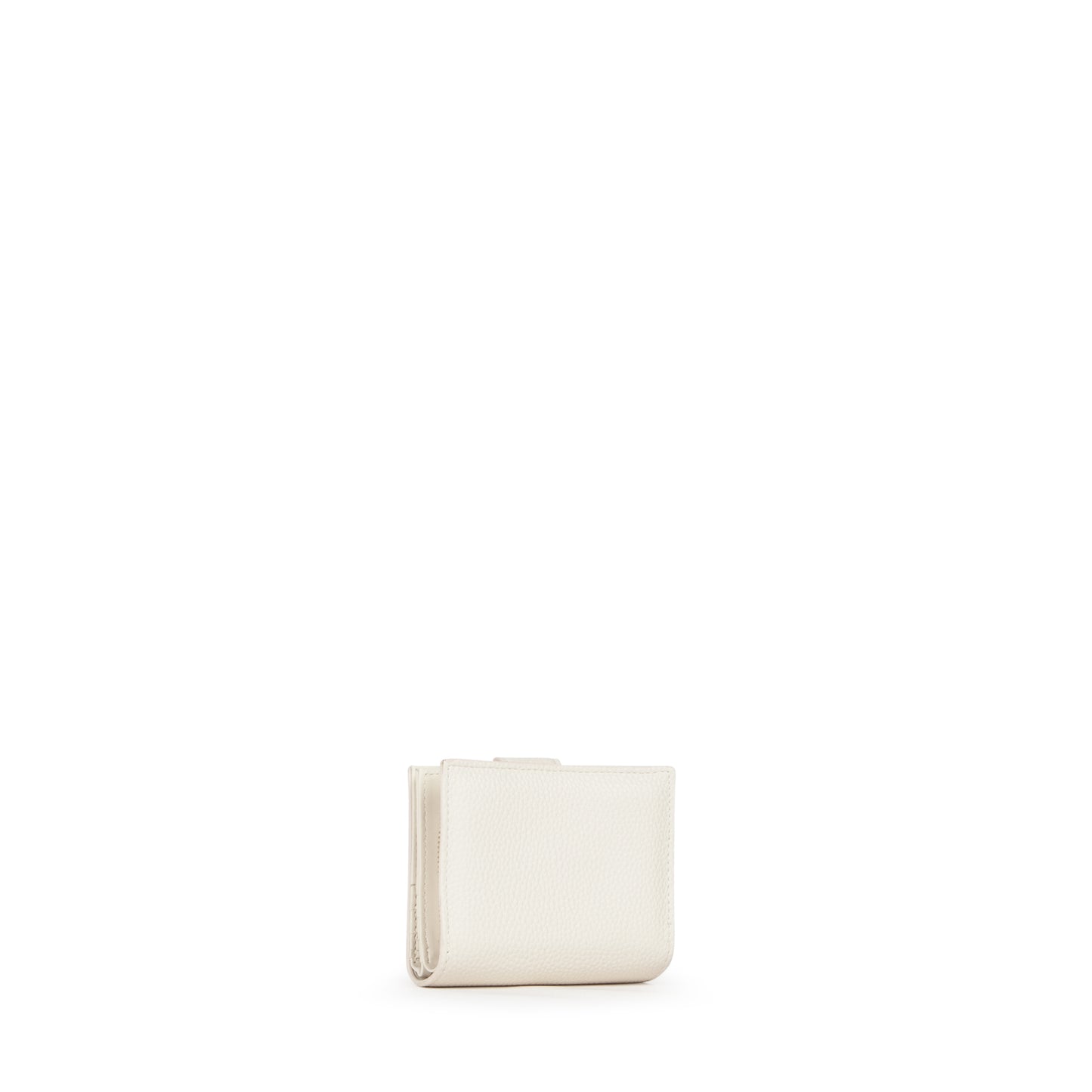 Portefeuille femme écru simili cuir grainé fermeture languette