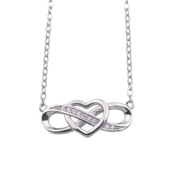Collier femme argent 925 infini cœur zirconia 42cm