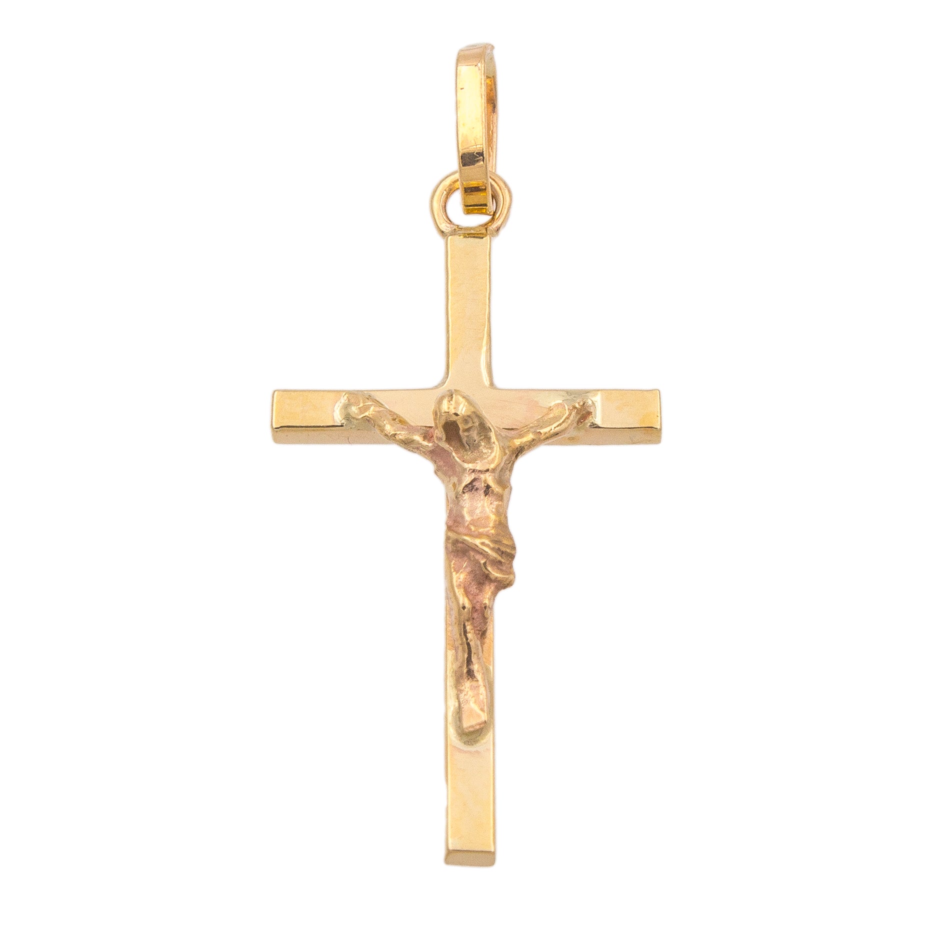 Pendentif croix femme or jaune 9 carats avec christ