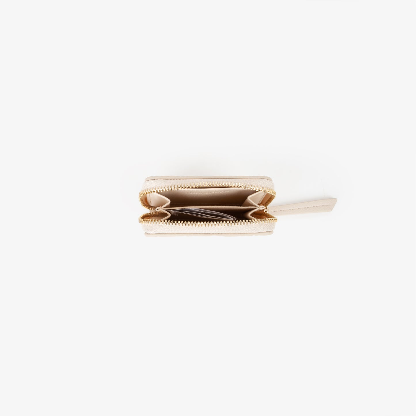 Petit portefeuille femme écru zippé motif embossé