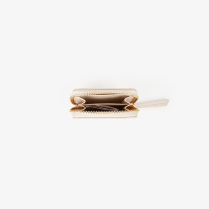 Petit portefeuille femme écru zippé motif embossé