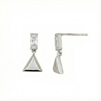 Boucles d'oreilles femme argent 925 rhodié zirconia géométrique