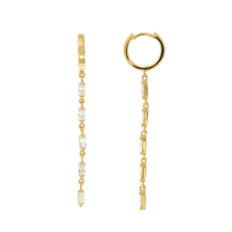 Boucles d'oreilles pendantes femme argent doré zirconia