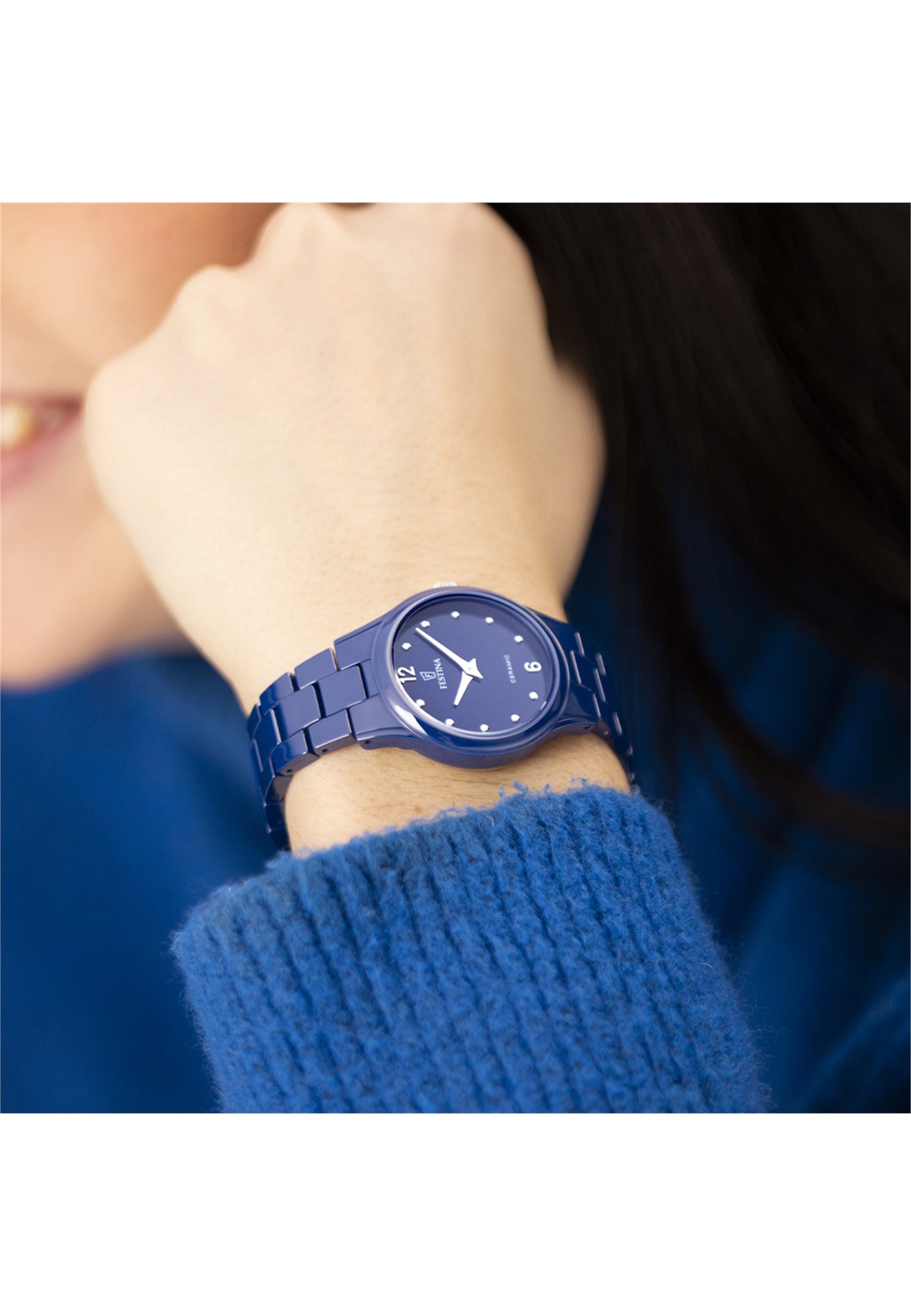 MONTRE FEMME CERAMIQUE, BLEU