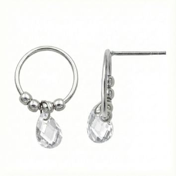 Boucles d'oreilles femme argent rhodié cercle zirconia