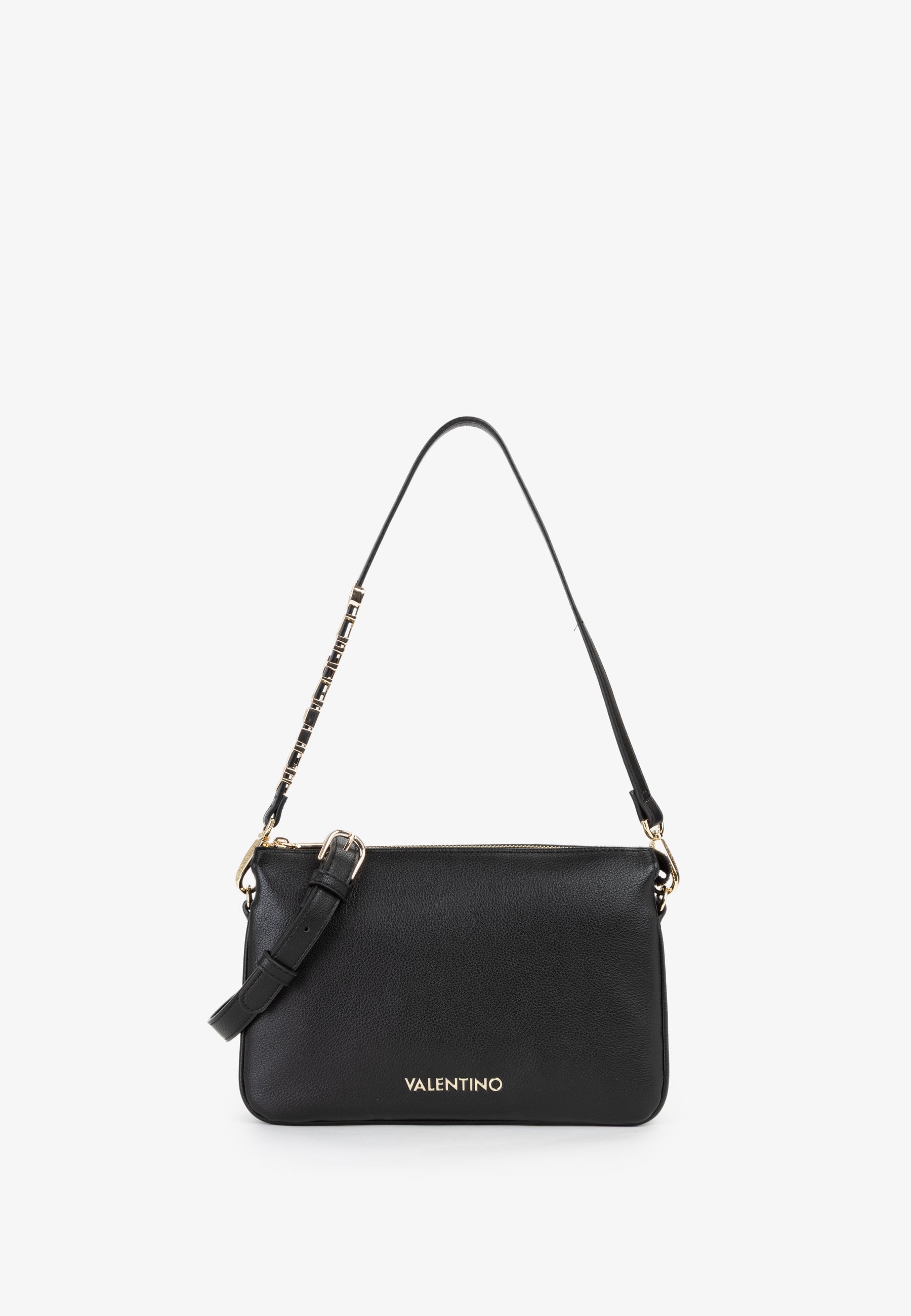 Sac bandoulière femme noir simili cuir détail doré