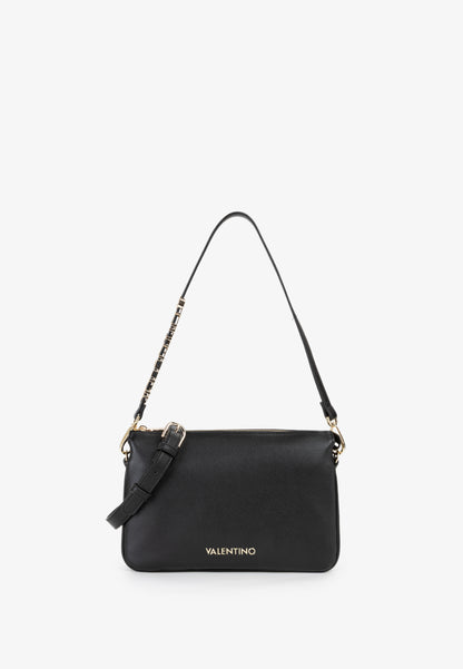 Sac bandoulière femme noir simili cuir détail doré
