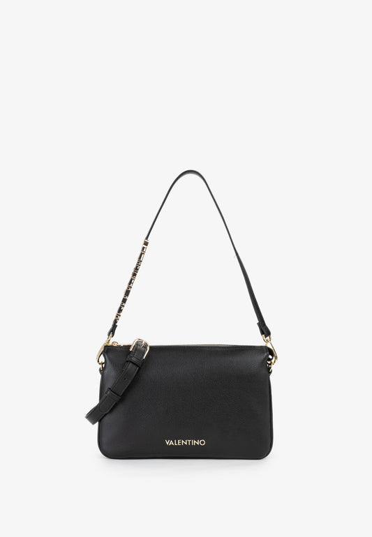 Sac bandoulière femme noir simili cuir détail doré