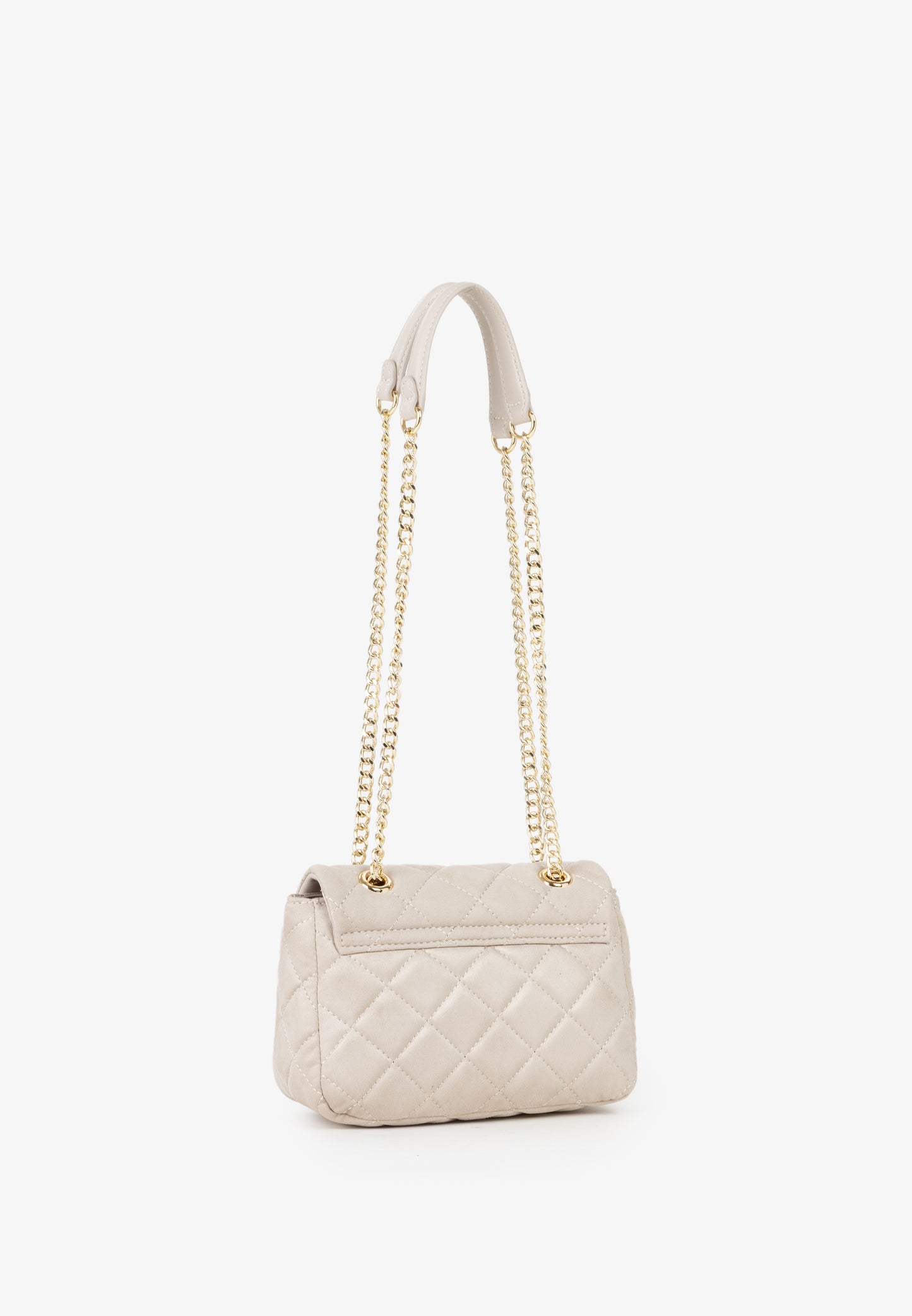 Sac bandoulière femme matelassé écru chaîne dorée